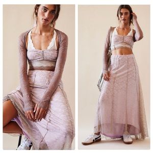 NWT Free People Shape Of You Lace Maxi Skirt Set XS